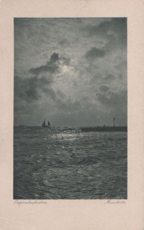 Segelschiff im Meer - ca. 1950 Segelschiff im Meer - ca. 1950
