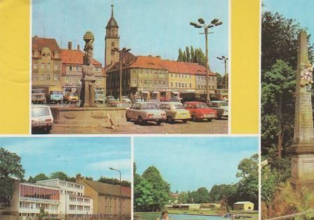 Bischofswerda - Altmarkt, Kreiskulturhaus, Freibad, Postsäule - 1981 Bischofswerda - Altmarkt, Kreiskulturhaus, Freibad, Postsäule - 1981
