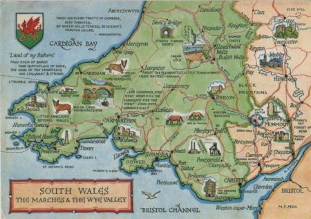 Großbritannien - Südwales - Übersichtskarte - ca. 1980 Großbritannien - Südwales - Übersichtskarte - ca. 1980