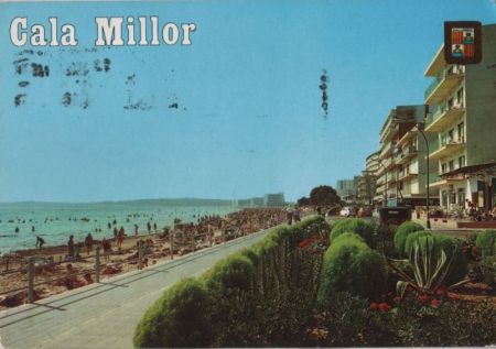 Spanien - Cala Millor - Jardines y playa - ca. 1985 Spanien - Cala Millor - Jardines y playa - ca. 1985