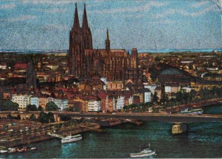Köln - Blick auf Altstadt mit Dom, metallig glänzend - 1976 Köln - Blick auf Altstadt mit Dom, metallig glänzend - 1976