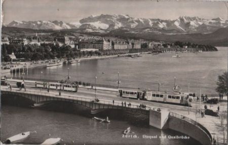 Schweiz - Zürich - Utoquai und Quaibrücke - 1955 Schweiz - Zürich - Utoquai und Quaibrücke - 1955