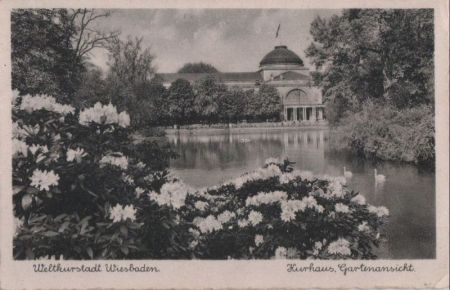 Wiesbaden - Kurhaus, Gartenansicht - ca. 1950 Wiesbaden - Kurhaus, Gartenansicht - ca. 1950