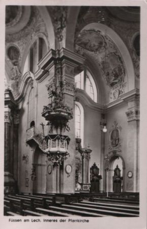 Füssen - Inneres der Pfarrkirche - 1957 Füssen - Inneres der Pfarrkirche - 1957
