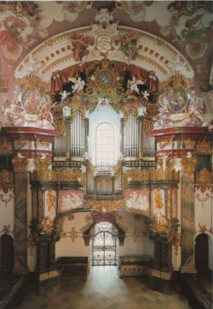 Österreich - Wilhering - Stift, Blick auf die Orgelempore - ca. 1985 Österreich - Wilhering - Stift, Blick auf die Orgelempore - ca. 1985