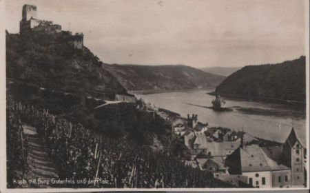 Kaub - mit Burg Gutenfels und der Pfalz - ca. 1940 Kaub - mit Burg Gutenfels und der Pfalz - ca. 1940