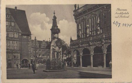 Bremen - Marktplatz mit Roland - 1934 Bremen - Marktplatz mit Roland - 1934