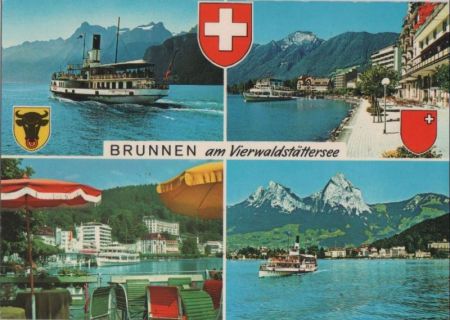 Schweiz - Brunnen - 4 Teilbilder - ca. 1980 Schweiz - Brunnen - 4 Teilbilder - ca. 1980