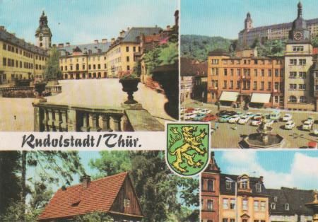 Rudolstadt - Schloß Heidecksburg, Marktplatz (im Hintergrund Schloß Heidecksburg), Volkskundemuseum Rudolstadt - Schloß Heidecksburg, Marktplatz (im Hintergrund Schloß Heidecksburg), Volkskundemuseum