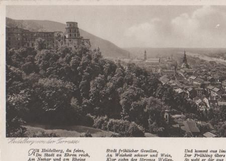 Heidelberg von der Terrasse - ca. 1955 Heidelberg von der Terrasse - ca. 1955