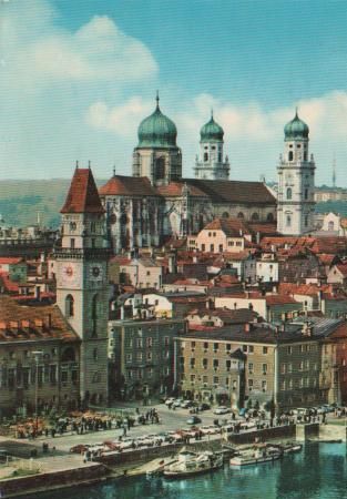 Passau - Donaupartie mit Blick auf Rathaus und Dom - 1972 Passau - Donaupartie mit Blick auf Rathaus und Dom - 1972