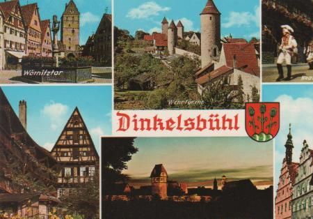 Dinkelsbühl - Wörnitztor, Wehrtürme, Knabenkapelle, Hezelhof, Wörnitz, Deutsches Haus - ca. 1975 Dinkelsbühl - Wörnitztor, Wehrtürme, Knabenkapelle, Hezelhof, Wörnitz, Deutsches Haus - ca. 1975