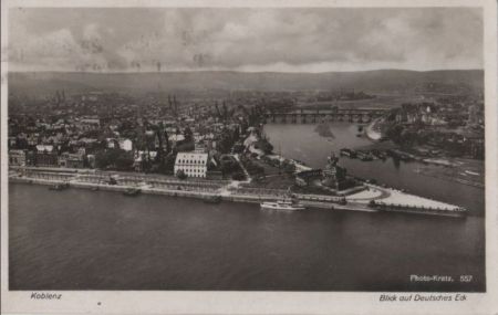 Koblenz - Blick auf Deutsches Eck - 1932 Koblenz - Blick auf Deutsches Eck - 1932