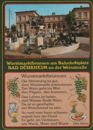 Bad Dürkheim - Wurstbrunnen mit Gedicht - ca. 1980 Bad Dürkheim - Wurstbrunnen mit Gedicht - ca. 1980