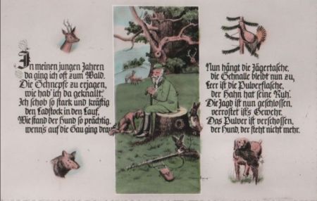 Jäger auf Baumstumpf Jäger auf Baumstumpf