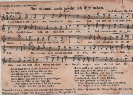 Nur einmal noch Liedkarte Nur einmal noch Liedkarte