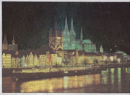 Köln - Rheinufer bei Nacht - Glanzkarte Köln - Rheinufer bei Nacht - Glanzkarte