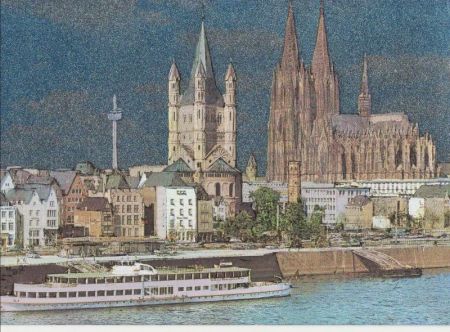 Köln - Rheinufer mit Kirchen - Glanzkarte Köln - Rheinufer mit Kirchen - Glanzkarte
