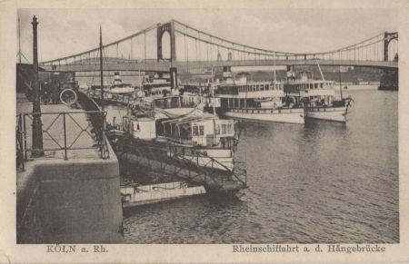 Köln - Rheinschifffahrt an Hängebrücke Köln - Rheinschifffahrt an Hängebrücke