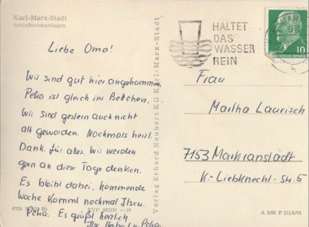 Karl-Marx-Stadt - Schlossteichanlagen Karl-Marx-Stadt - Schlossteichanlagen