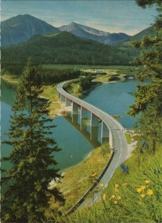 Sylvenstein-Stausee - mit Faller Klammbrücke Sylvenstein-Stausee - mit Faller Klammbrücke