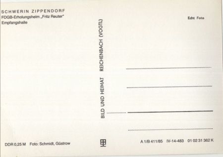 Schwerin - Zippendorf, Erholungshein Fritz Reuter, Empfangshalle