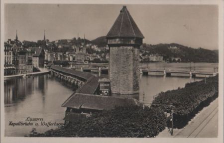Schweiz - Luzern - Kapellbrücke und Wasserturm - ca. 1955 Schweiz - Luzern - Kapellbrücke und Wasserturm - ca. 1955