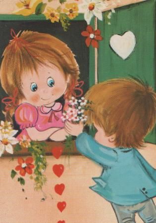 Kinder mit Blumenstrauß - 1978 Kinder mit Blumenstrauß - 1978