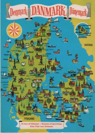 Dänemark - Dänemark - Danmark - Übersichtskarte - 1985 Dänemark - Dänemark - Danmark - Übersichtskarte - 1985