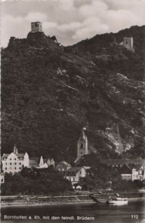 Bornhofen, Rhein - mit den feindlichen Brüdern - 1957 Bornhofen, Rhein - mit den feindlichen Brüdern - 1957