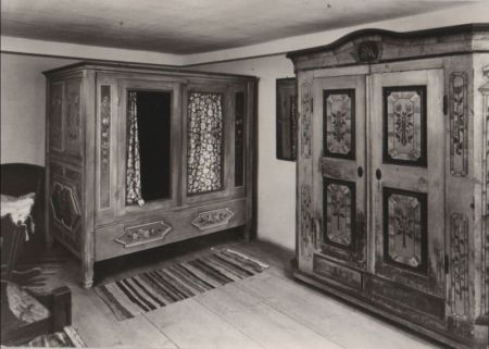 Rudolstadt - Volkskundemuseum, Unterhaseler Haus, Bett und Schrank - 1976 Rudolstadt - Volkskundemuseum, Unterhaseler Haus, Bett und Schrank - 1976