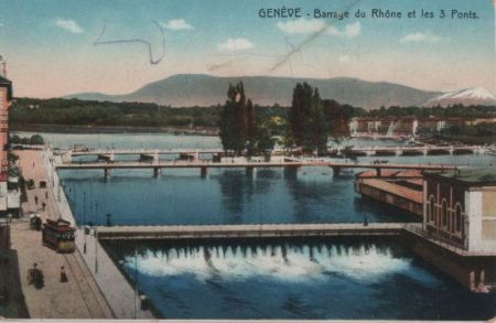 Schweiz - Genf - Barrage du Rhone et les 3 Ponts - 1943 Schweiz - Genf - Barrage du Rhone et les 3 Ponts - 1943